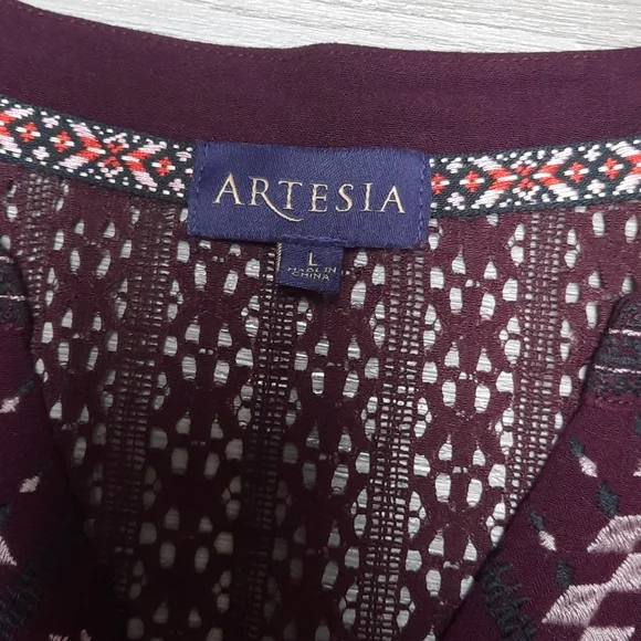 Artesia 3/4 sleeve Wine Goblet Boho Dress size large - Picture 4 of 9